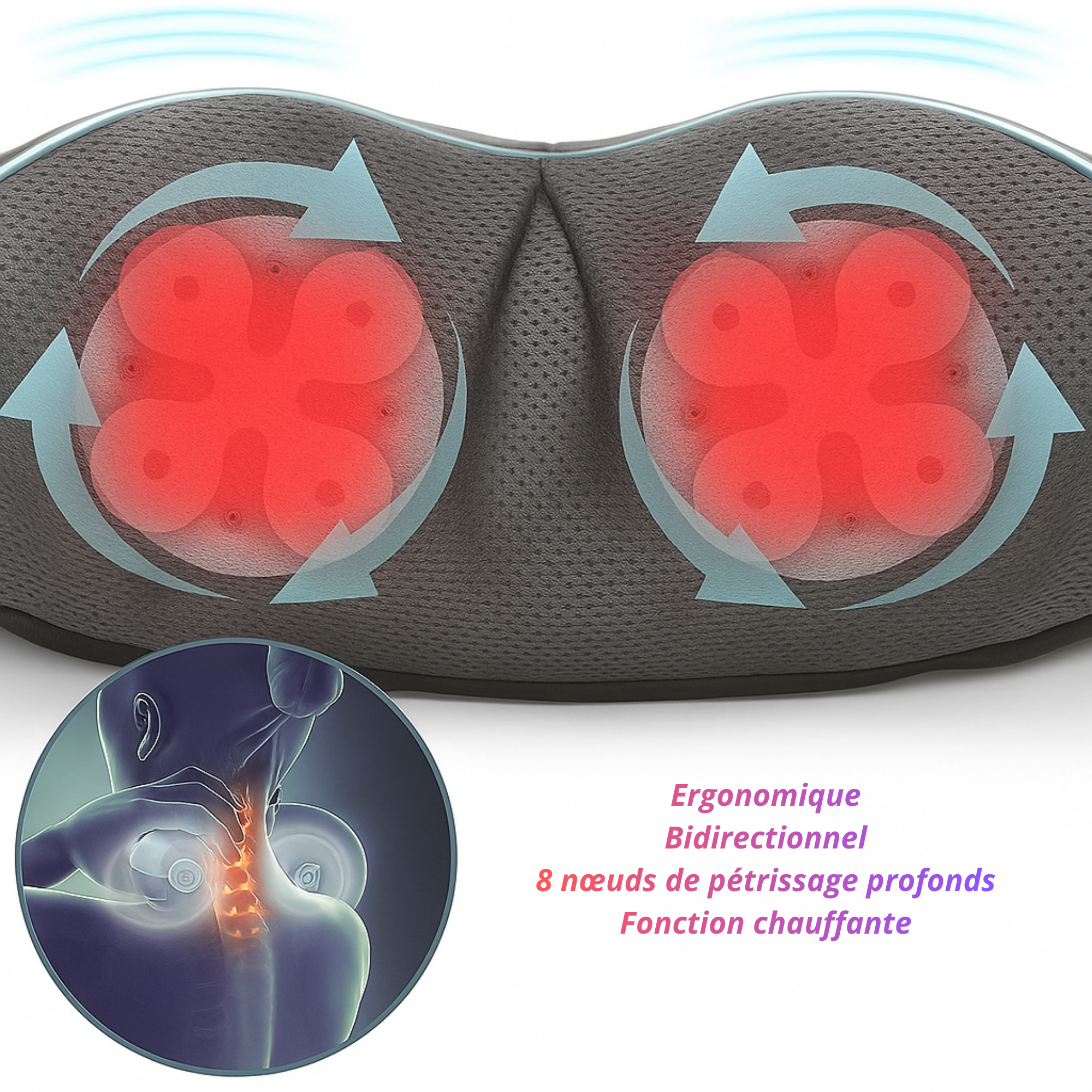 Relaxnuque 4 en 1 - Masseur Chauffant Cervical & Dos