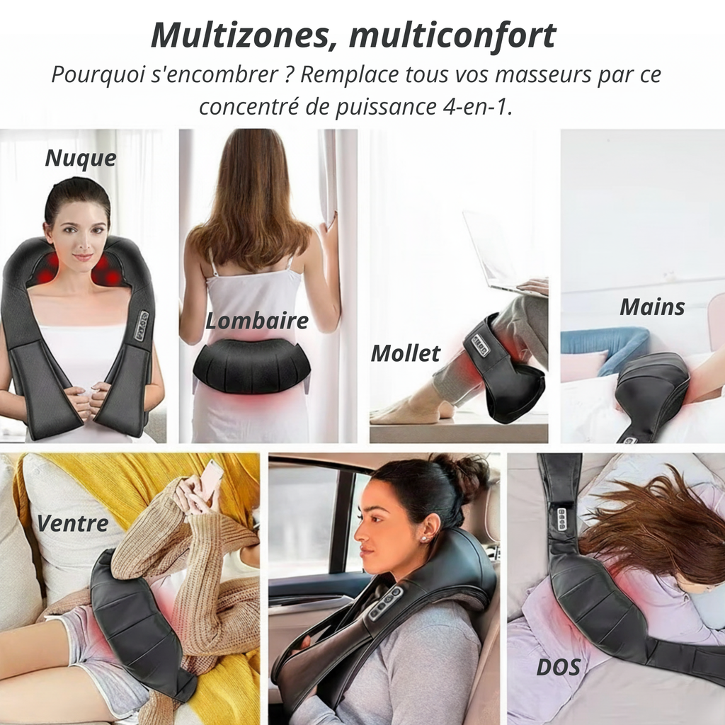 Relaxnuque 4 en 1 - Masseur Chauffant Cervical & Dos
