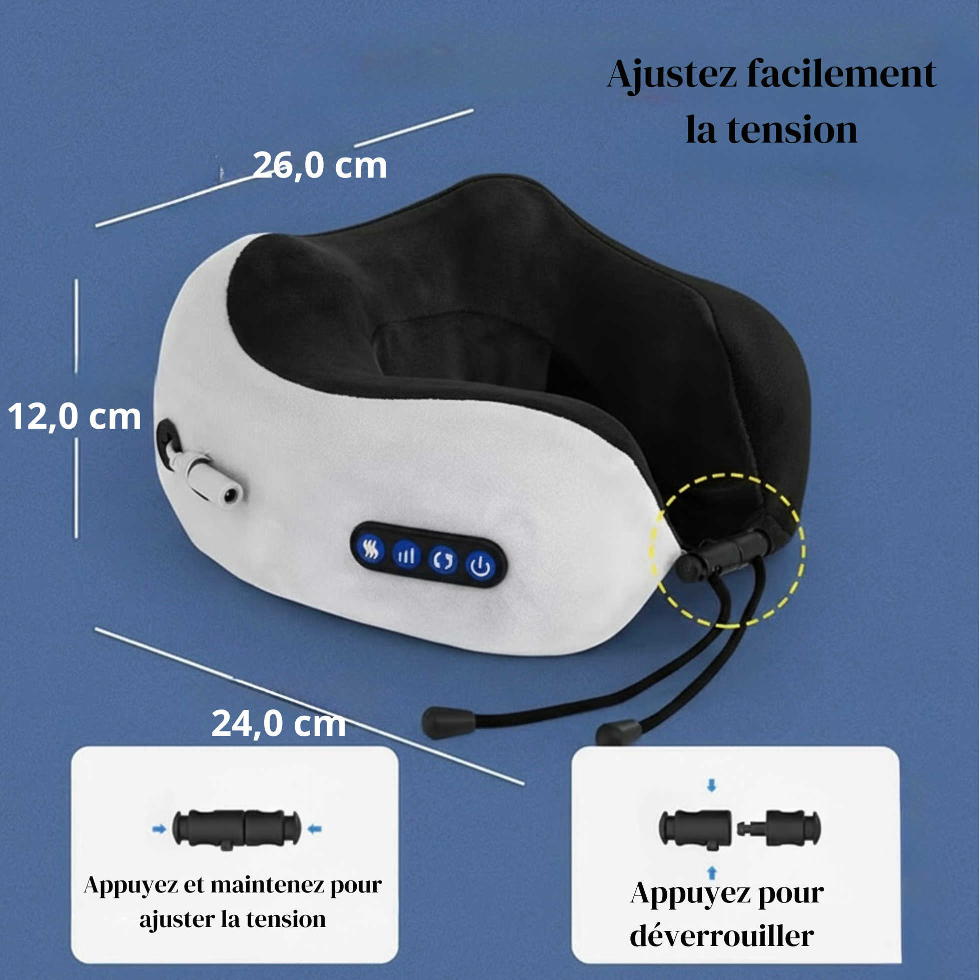 Relaxcou – Oreiller Massant Chauffant à Mémoire de Forme